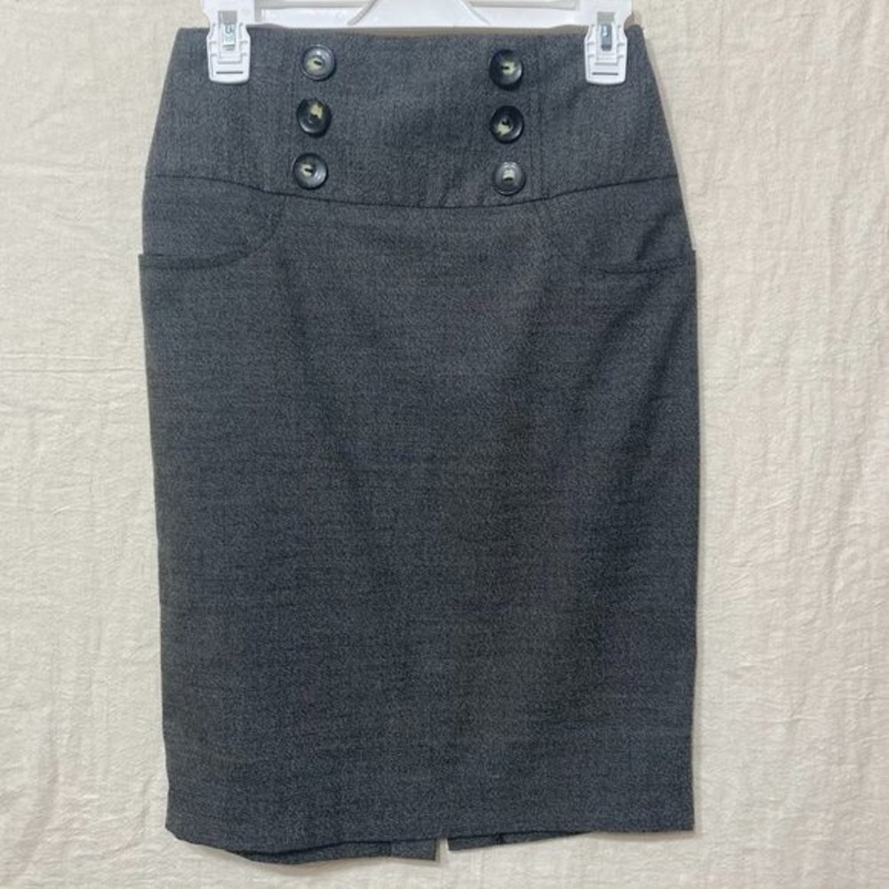 Button Accent Grey Pencil Skirt Size 5